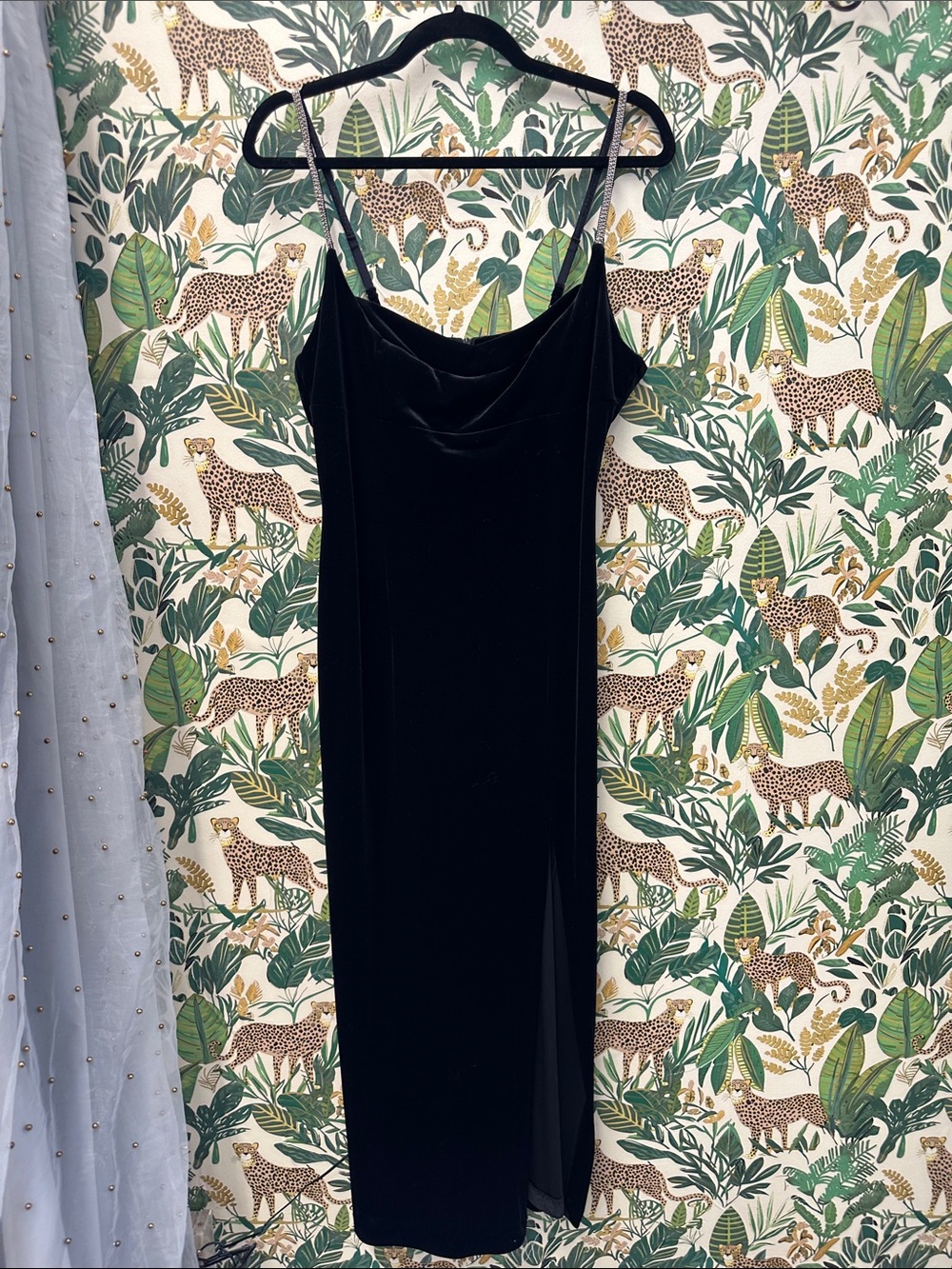 Zara Classic Black Velvet Slip Dress - Women's Elegant Evening Dress L